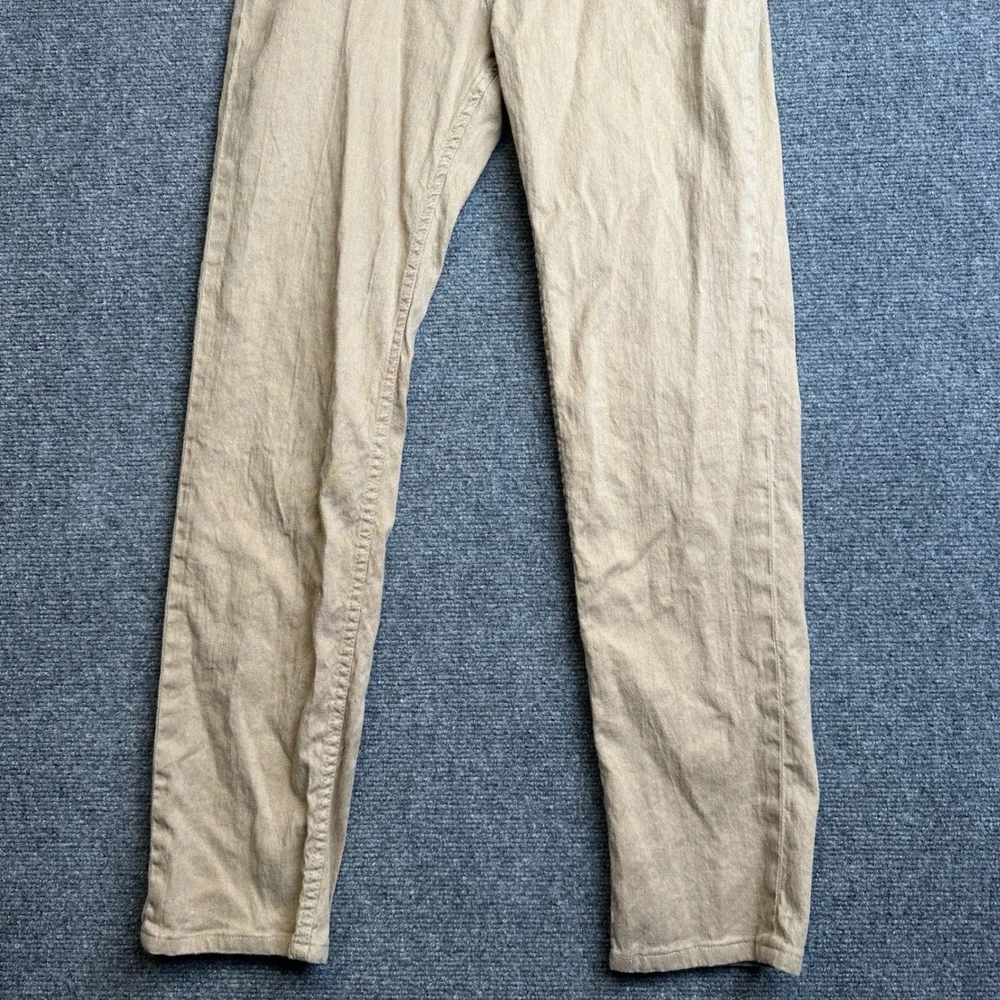 Banana Republic Traveler Pants Mens 30 Tan Maverick Linen Cotton Stretch Chino